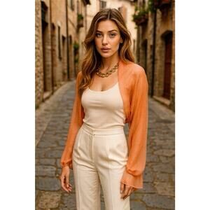 Siste”s Made in Italy Peach Shear Bolero Shrug Camisole Minimalist Feminine S/M